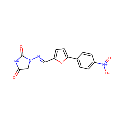 O=C1CN(/N=C/c2ccc(-c3ccc([N+](=O)[O-])cc3)o2)C(=O)N1 ZINC000002568036