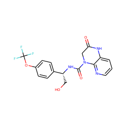 O=C1CN(C(=O)N[C@H](CO)c2ccc(OC(F)(F)F)cc2)c2ncccc2N1 ZINC001772609645