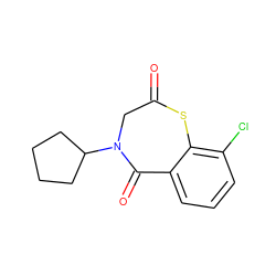 O=C1CN(C2CCCC2)C(=O)c2cccc(Cl)c2S1 ZINC000027894293