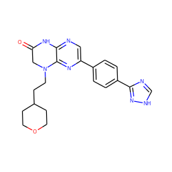 O=C1CN(CCC2CCOCC2)c2nc(-c3ccc(-c4nc[nH]n4)cc3)cnc2N1 ZINC000095603272