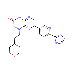 O=C1CN(CCC2CCOCC2)c2nc(-c3ccc(-c4nnc[nH]4)nc3)cnc2N1 ZINC000113196123