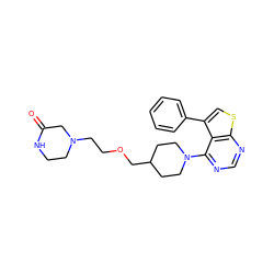 O=C1CN(CCOCC2CCN(c3ncnc4scc(-c5ccccc5)c34)CC2)CCN1 ZINC000223006088