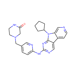 O=C1CN(Cc2ccc(Nc3ncc4c5ccncc5n(C5CCCC5)c4n3)nc2)CCN1 ZINC000117685221