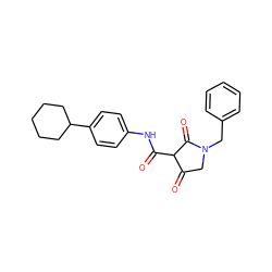 O=C1CN(Cc2ccccc2)C(=O)C1C(=O)Nc1ccc(C2CCCCC2)cc1 ZINC000100059908