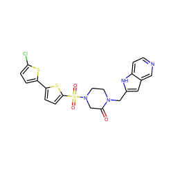 O=C1CN(S(=O)(=O)c2ccc(-c3ccc(Cl)s3)s2)CCN1Cc1cc2cnccc2[nH]1 ZINC000100935055