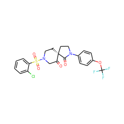 O=C1CN(S(=O)(=O)c2ccccc2Cl)CC[C@@]12CCN(c1ccc(OC(F)(F)F)cc1)C2=O ZINC000096167544