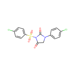 O=C1CN(c2ccc(Cl)cc2)C(=O)N1S(=O)(=O)c1ccc(Cl)cc1 ZINC000013763617