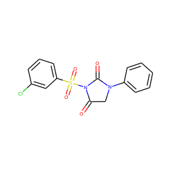 O=C1CN(c2ccccc2)C(=O)N1S(=O)(=O)c1cccc(Cl)c1 ZINC000013763545