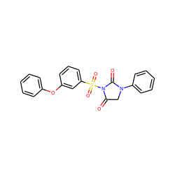 O=C1CN(c2ccccc2)C(=O)N1S(=O)(=O)c1cccc(Oc2ccccc2)c1 ZINC000013763593