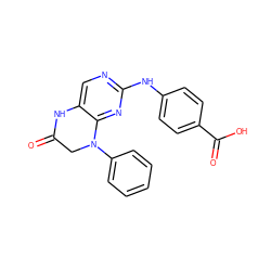 O=C1CN(c2ccccc2)c2nc(Nc3ccc(C(=O)O)cc3)ncc2N1 ZINC000029042601