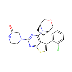 O=C1CN(c2nc(N3[C@H]4CC[C@H]3COC4)c3c(-c4ccccc4Cl)csc3n2)CCN1 ZINC000146457612