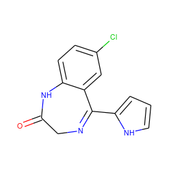 O=C1CN=C(c2ccc[nH]2)c2cc(Cl)ccc2N1 ZINC000000005155