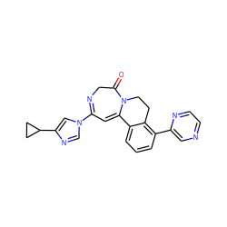 O=C1CN=C(n2cnc(C3CC3)c2)C=C2c3cccc(-c4cnccn4)c3CCN12 ZINC000149093330