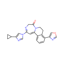 O=C1CN=C(n2cnc(C3CC3)c2)C=C2c3cccc(-c4cocn4)c3CCN12 ZINC000169708338