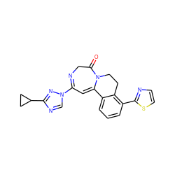 O=C1CN=C(n2cnc(C3CC3)n2)C=C2c3cccc(-c4nccs4)c3CCN12 ZINC000149063725