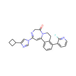 O=C1CN=C(n2cnc(C3CCC3)c2)C=C2c3cccc(-c4cccnc4F)c3CCN12 ZINC000149273815