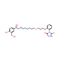 O=C1CNC(=O)N1c1ccccc1CCCCOCCCCCCNC[C@H](O)c1ccc(O)c(CO)c1 ZINC000072112616