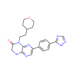 O=C1CNc2ncc(-c3ccc(-c4ncn[nH]4)cc3)nc2N1CCC1CCOCC1 ZINC000113192038