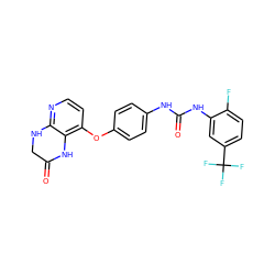 O=C1CNc2nccc(Oc3ccc(NC(=O)Nc4cc(C(F)(F)F)ccc4F)cc3)c2N1 ZINC000102047909