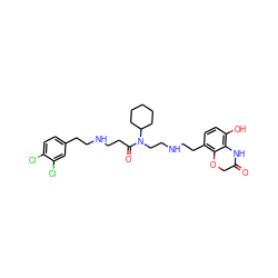 O=C1COc2c(CCNCCN(C(=O)CCNCCc3ccc(Cl)c(Cl)c3)C3CCCCC3)ccc(O)c2N1 ZINC000072316825