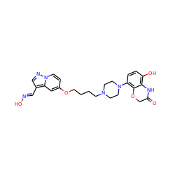 O=C1COc2c(N3CCN(CCCCOc4ccn5ncc(/C=N/O)c5c4)CC3)ccc(O)c2N1 ZINC001772611507