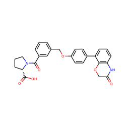 O=C1COc2c(cccc2-c2ccc(OCc3cccc(C(=O)N4CCC[C@H]4C(=O)O)c3)cc2)N1 ZINC000221672063