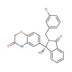 O=C1COc2ccc([C@]3(O)c4ccccc4C(=O)N3Cc3cccc(Br)c3)cc2N1 ZINC000116257997