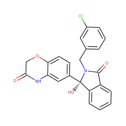 O=C1COc2ccc([C@]3(O)c4ccccc4C(=O)N3Cc3cccc(Cl)c3)cc2N1 ZINC000116257833