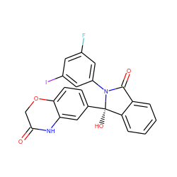 O=C1COc2ccc([C@]3(O)c4ccccc4C(=O)N3c3cc(F)cc(I)c3)cc2N1 ZINC000116254800