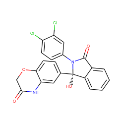 O=C1COc2ccc([C@]3(O)c4ccccc4C(=O)N3c3ccc(Cl)c(Cl)c3)cc2N1 ZINC000117134959