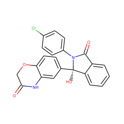 O=C1COc2ccc([C@]3(O)c4ccccc4C(=O)N3c3ccc(Cl)cc3)cc2N1 ZINC000116255060