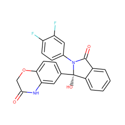 O=C1COc2ccc([C@]3(O)c4ccccc4C(=O)N3c3ccc(F)c(F)c3)cc2N1 ZINC000116254955