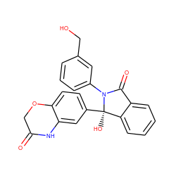 O=C1COc2ccc([C@]3(O)c4ccccc4C(=O)N3c3cccc(CO)c3)cc2N1 ZINC000116254267