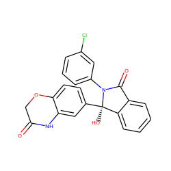 O=C1COc2ccc([C@]3(O)c4ccccc4C(=O)N3c3cccc(Cl)c3)cc2N1 ZINC000116257902