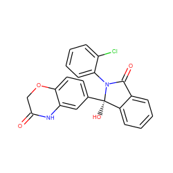 O=C1COc2ccc([C@]3(O)c4ccccc4C(=O)N3c3ccccc3Cl)cc2N1 ZINC000116254675