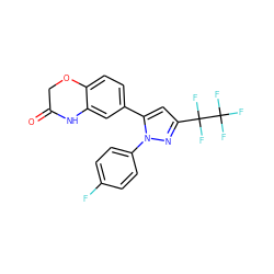 O=C1COc2ccc(-c3cc(C(F)(F)C(F)(F)F)nn3-c3ccc(F)cc3)cc2N1 ZINC000073200568