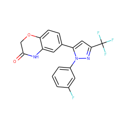 O=C1COc2ccc(-c3cc(C(F)(F)F)nn3-c3cccc(F)c3)cc2N1 ZINC000082153781