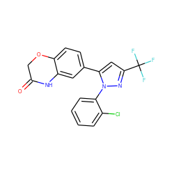 O=C1COc2ccc(-c3cc(C(F)(F)F)nn3-c3ccccc3Cl)cc2N1 ZINC000082151711