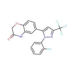 O=C1COc2ccc(-c3cc(C(F)(F)F)nn3-c3ccccc3F)cc2N1 ZINC000082153780