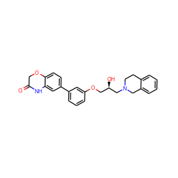 O=C1COc2ccc(-c3cccc(OC[C@@H](O)CN4CCc5ccccc5C4)c3)cc2N1 ZINC000218394005