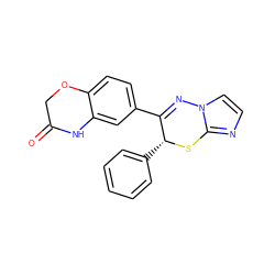 O=C1COc2ccc(C3=Nn4ccnc4S[C@@H]3c3ccccc3)cc2N1 ZINC000082149487