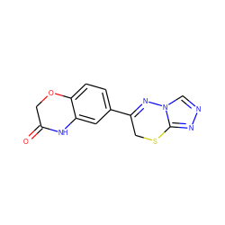 O=C1COc2ccc(C3=Nn4cnnc4SC3)cc2N1 ZINC000073198000