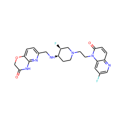 O=C1COc2ccc(CN[C@@H]3CCN(CCn4c(=O)ccc5ncc(F)cc54)C[C@@H]3F)nc2N1 ZINC000169354096