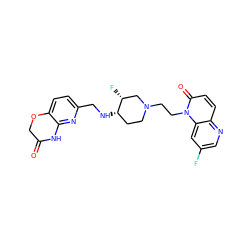 O=C1COc2ccc(CN[C@H]3CCN(CCn4c(=O)ccc5ncc(F)cc54)C[C@H]3F)nc2N1 ZINC000169354097