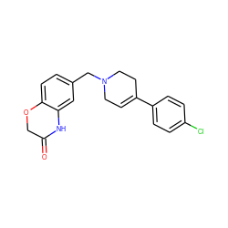 O=C1COc2ccc(CN3CC=C(c4ccc(Cl)cc4)CC3)cc2N1 ZINC000096274122