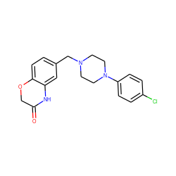 O=C1COc2ccc(CN3CCN(c4ccc(Cl)cc4)CC3)cc2N1 ZINC000013802974