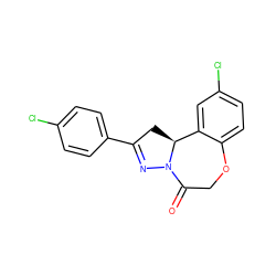 O=C1COc2ccc(Cl)cc2[C@@H]2CC(c3ccc(Cl)cc3)=NN12 ZINC000653692029