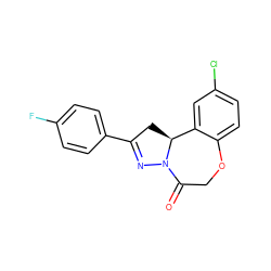 O=C1COc2ccc(Cl)cc2[C@@H]2CC(c3ccc(F)cc3)=NN12 ZINC000653706306