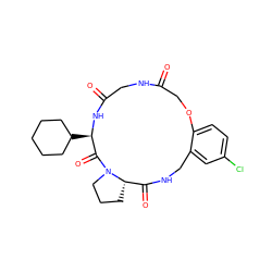 O=C1COc2ccc(Cl)cc2CNC(=O)[C@@H]2CCCN2C(=O)[C@@H](C2CCCCC2)NC(=O)CN1 ZINC000013537320