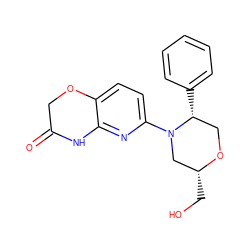 O=C1COc2ccc(N3C[C@@H](CO)OC[C@H]3c3ccccc3)nc2N1 ZINC000115884653